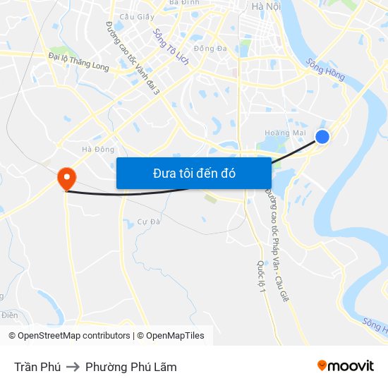 Trần Phú to Phường Phú Lãm map