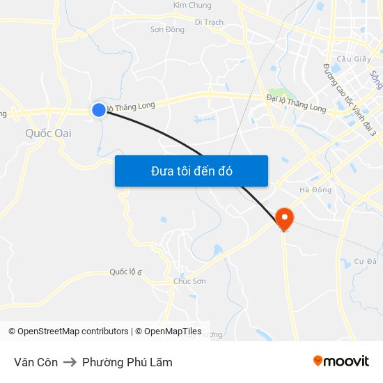 Vân Côn to Phường Phú Lãm map