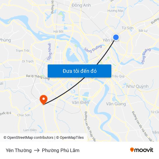 Yên Thường to Phường Phú Lãm map
