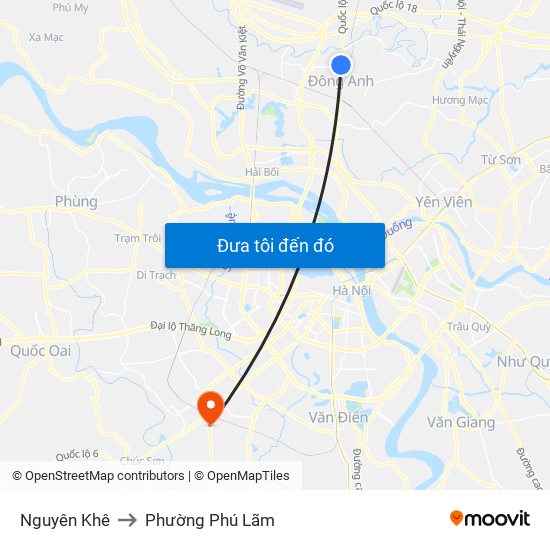 Nguyên Khê to Phường Phú Lãm map