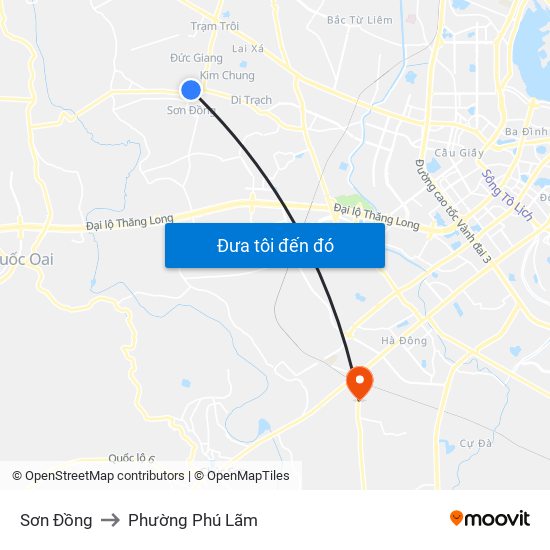 Sơn Đồng to Phường Phú Lãm map