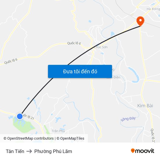 Tân Tiến to Phường Phú Lãm map