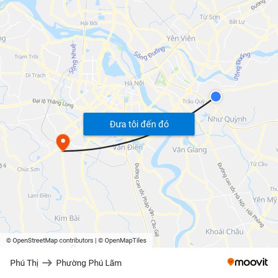 Phú Thị to Phường Phú Lãm map