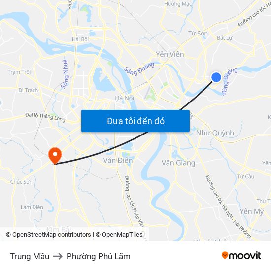 Trung Mầu to Phường Phú Lãm map