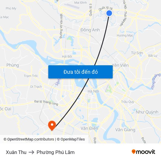 Xuân Thu to Phường Phú Lãm map