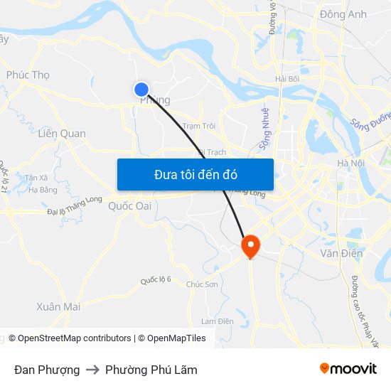 Đan Phượng to Phường Phú Lãm map