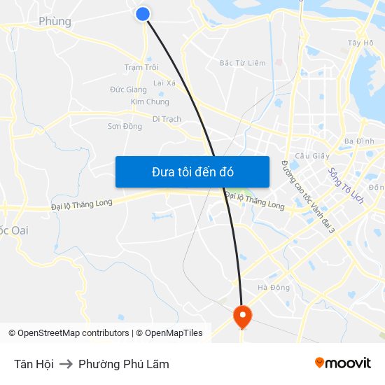 Tân Hội to Phường Phú Lãm map