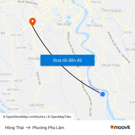 Hồng Thái to Phường Phú Lãm map