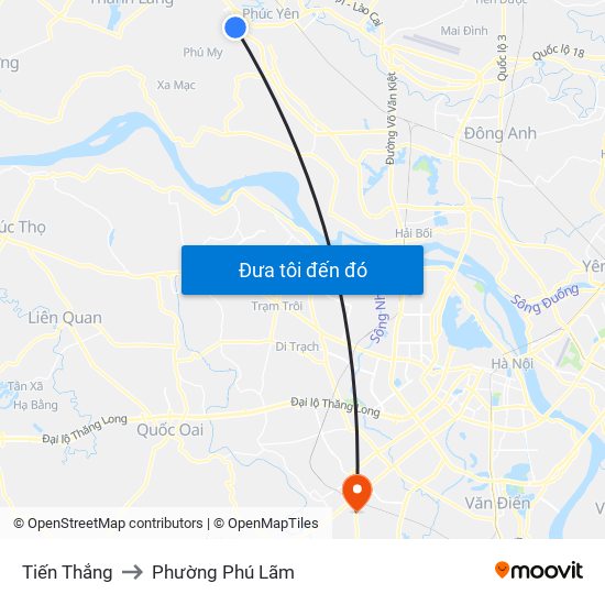 Tiến Thắng to Phường Phú Lãm map