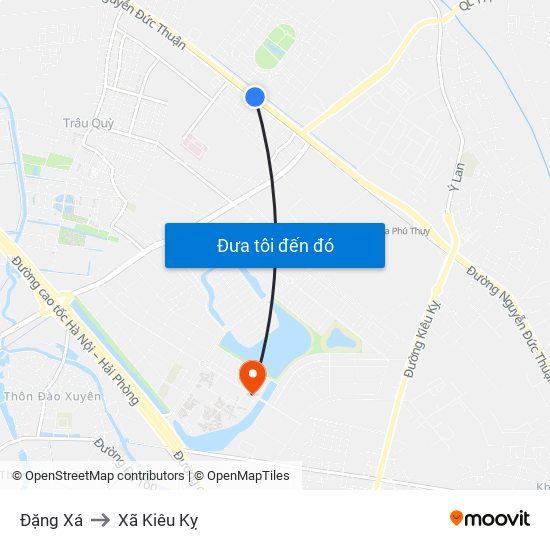 Đặng Xá to Xã Kiêu Kỵ map