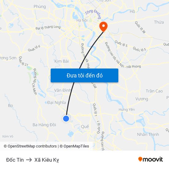 Đốc Tín to Xã Kiêu Kỵ map