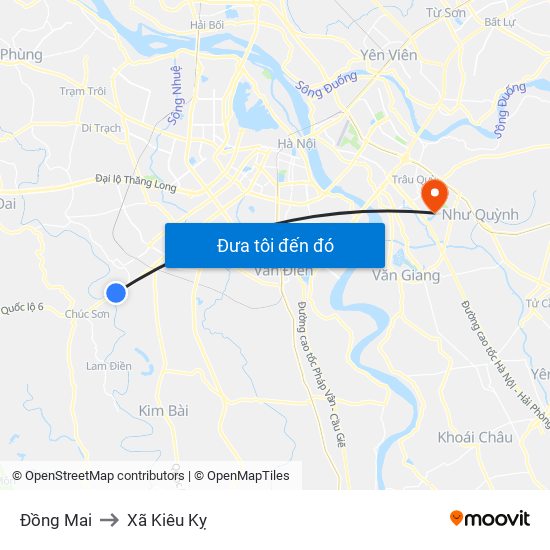 Đồng Mai to Xã Kiêu Kỵ map