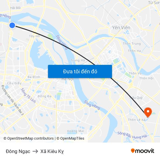 Đông Ngạc to Xã Kiêu Kỵ map