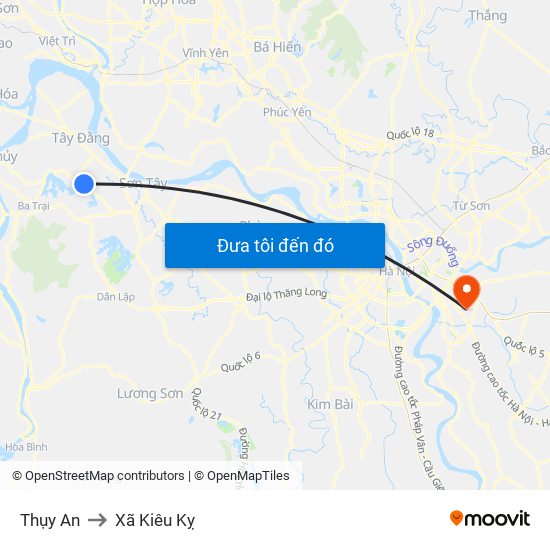 Thụy An to Xã Kiêu Kỵ map