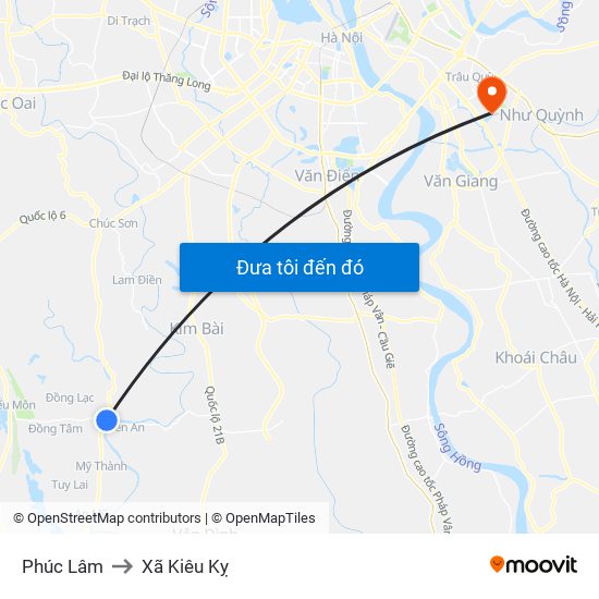 Phúc Lâm to Xã Kiêu Kỵ map