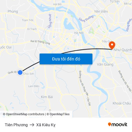 Tiên Phương to Xã Kiêu Kỵ map