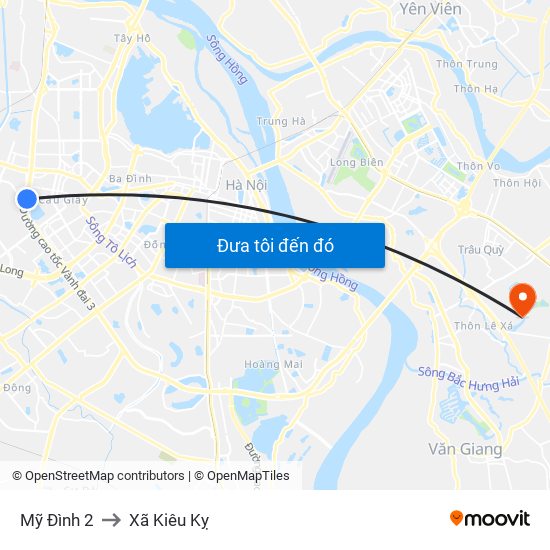 Mỹ Đình 2 to Xã Kiêu Kỵ map