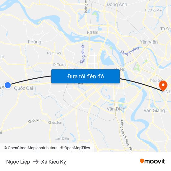 Ngọc Liệp to Xã Kiêu Kỵ map