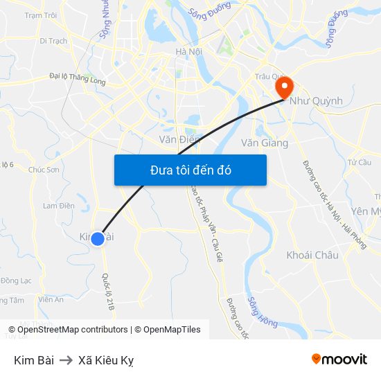 Kim Bài to Xã Kiêu Kỵ map