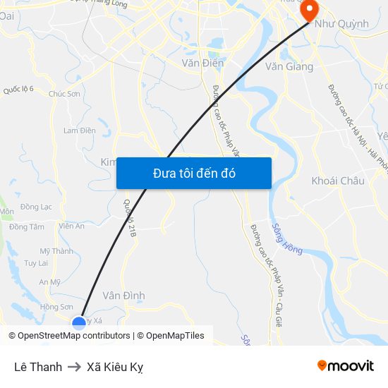 Lê Thanh to Xã Kiêu Kỵ map