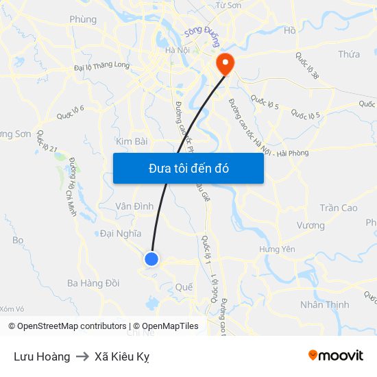 Lưu Hoàng to Xã Kiêu Kỵ map