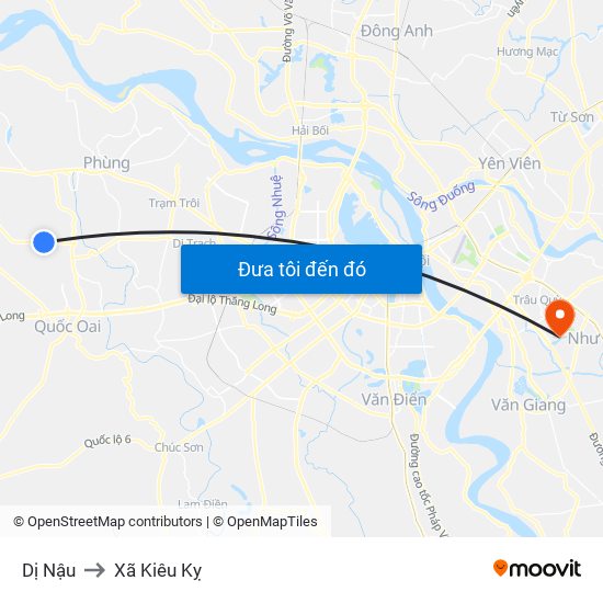 Dị Nậu to Xã Kiêu Kỵ map