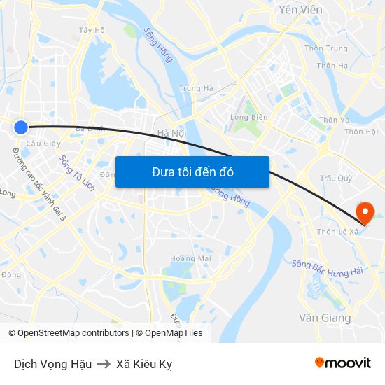 Dịch Vọng Hậu to Xã Kiêu Kỵ map