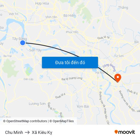 Chu Minh to Xã Kiêu Kỵ map