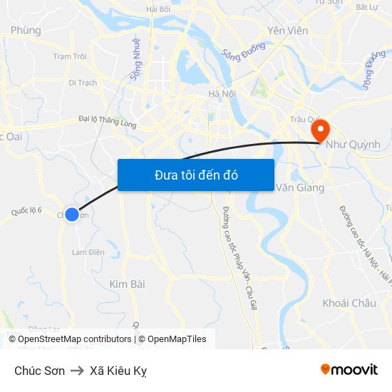 Chúc Sơn to Xã Kiêu Kỵ map