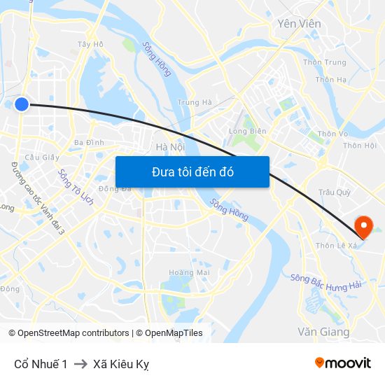 Cổ Nhuế 1 to Xã Kiêu Kỵ map