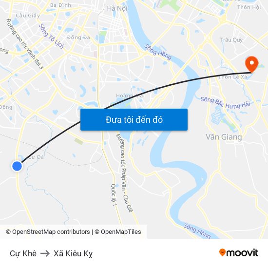 Cự Khê to Xã Kiêu Kỵ map