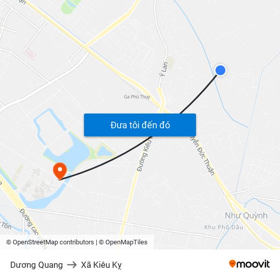 Dương Quang to Xã Kiêu Kỵ map