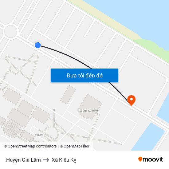 Huyện Gia Lâm to Xã Kiêu Kỵ map