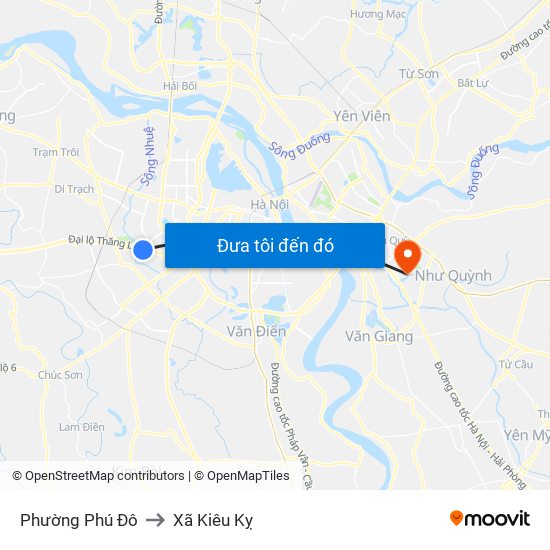 Phường Phú Đô to Xã Kiêu Kỵ map