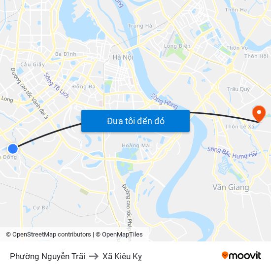 Phường Nguyễn Trãi to Xã Kiêu Kỵ map