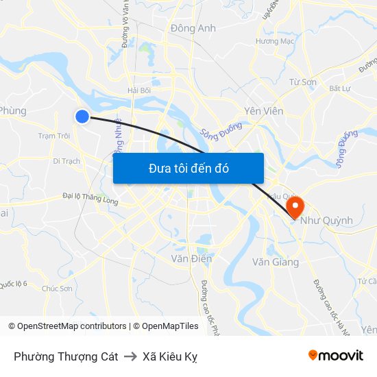 Phường Thượng Cát to Xã Kiêu Kỵ map