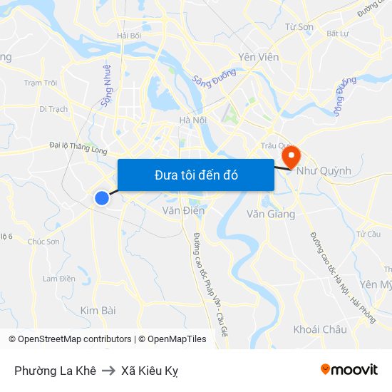 Phường La Khê to Xã Kiêu Kỵ map