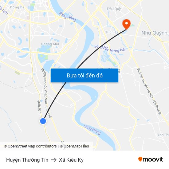 Huyện Thường Tín to Xã Kiêu Kỵ map