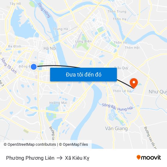 Phường Phương Liên to Xã Kiêu Kỵ map