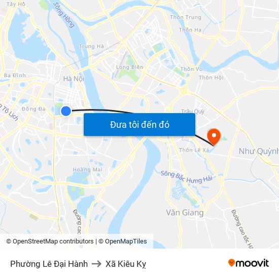 Phường Lê Đại Hành to Xã Kiêu Kỵ map