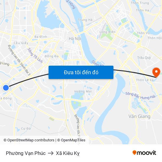 Phường Vạn Phúc to Xã Kiêu Kỵ map