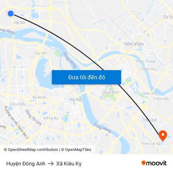 Huyện Đông Anh to Xã Kiêu Kỵ map