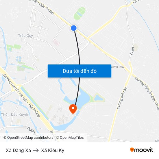 Xã Đặng Xá to Xã Kiêu Kỵ map