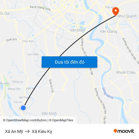 Xã An Mỹ to Xã Kiêu Kỵ map