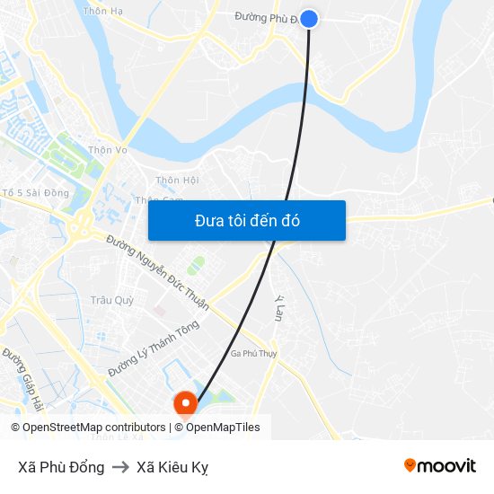 Xã Phù Đổng to Xã Kiêu Kỵ map