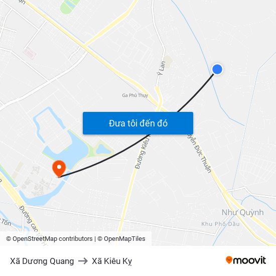 Xã Dương Quang to Xã Kiêu Kỵ map