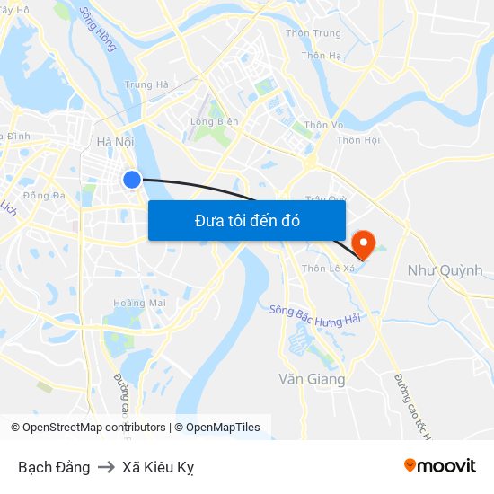 Bạch Đằng to Xã Kiêu Kỵ map