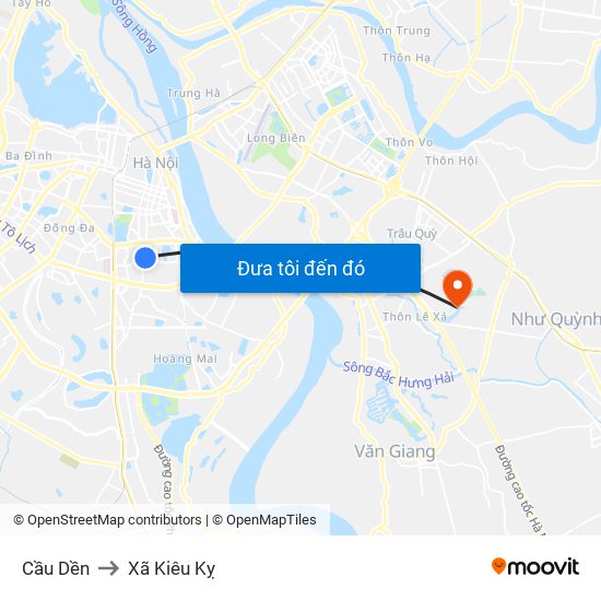 Cầu Dền to Xã Kiêu Kỵ map