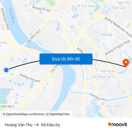 Hoàng Văn Thụ to Xã Kiêu Kỵ map