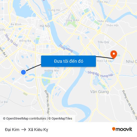 Đại Kim to Xã Kiêu Kỵ map